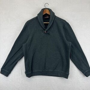 Tasso Elba Sweater Mens Large Dark Green‎ Shawl Collar Button Pullover Knit
